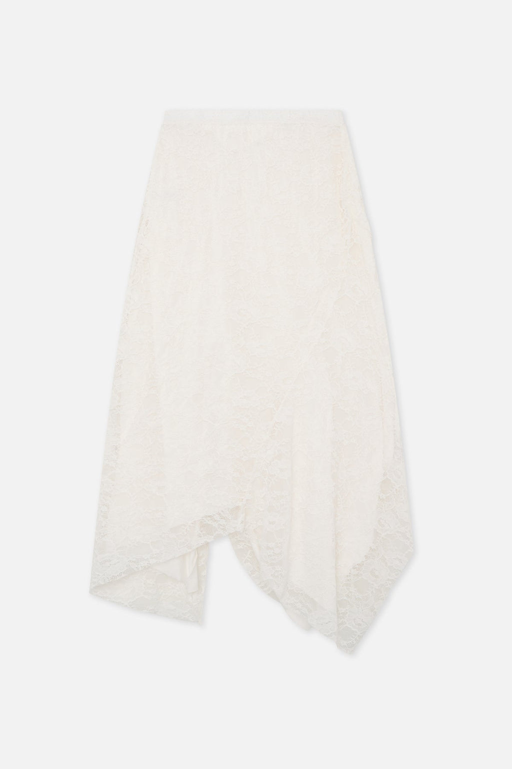 Asymmetric Lace White Skirt