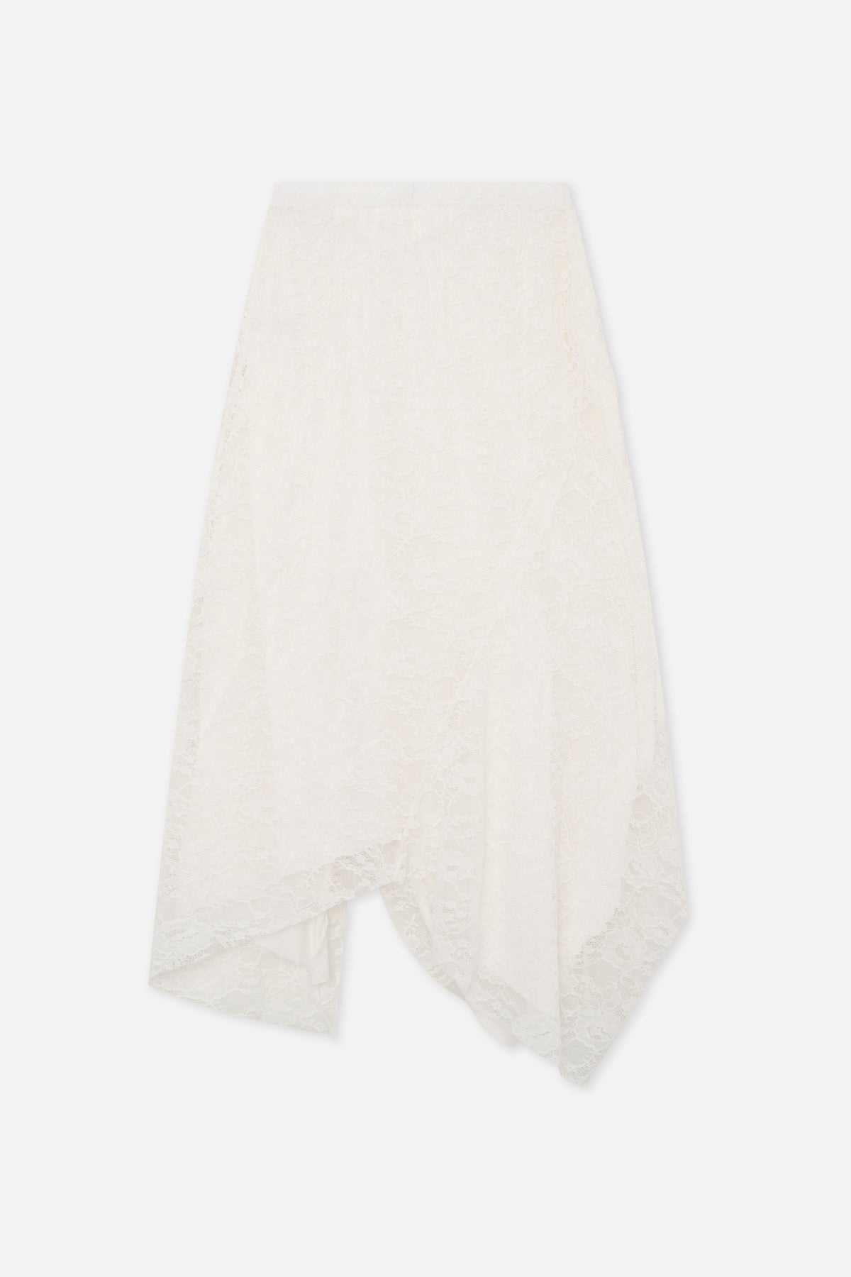 Asymmetric Lace White Skirt