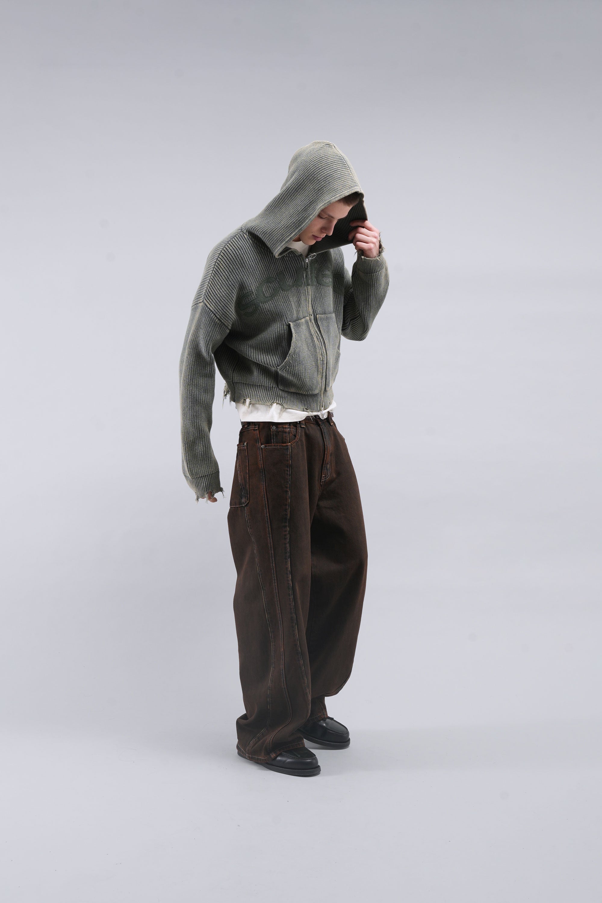 Buzz Dusty Green Knit Zipper