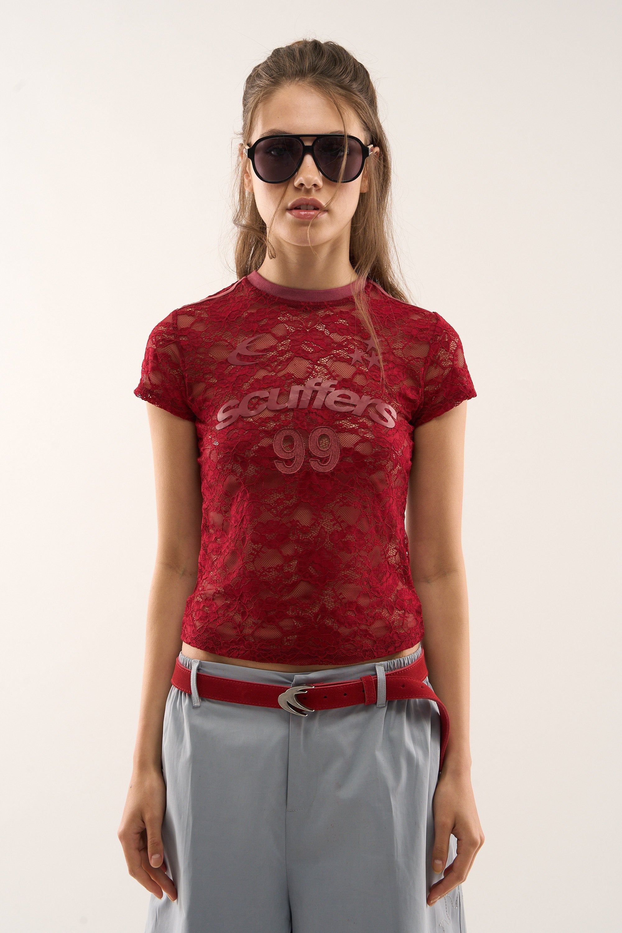 99 Lace Burgundy Top