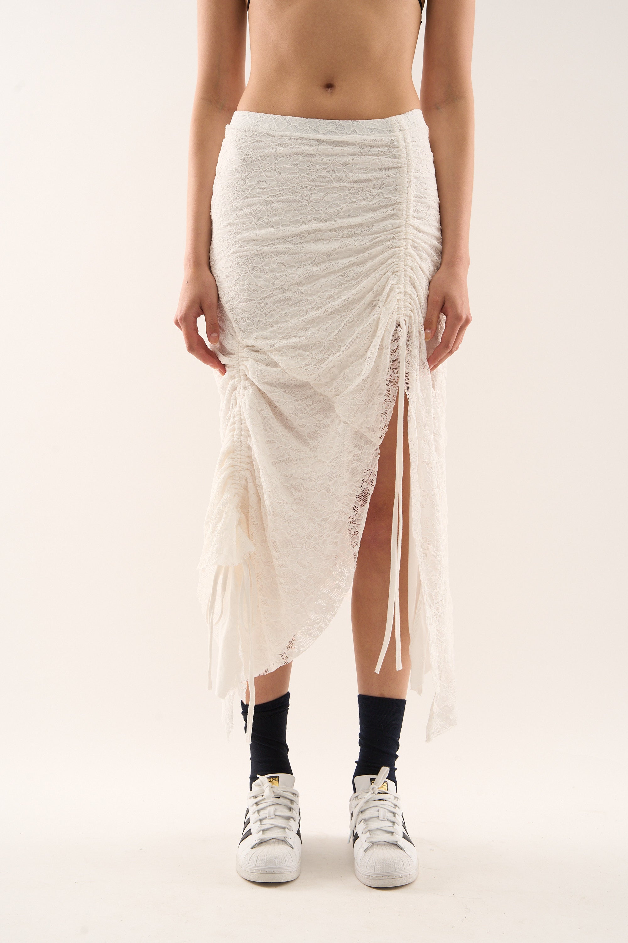 Asymmetric Lace White Skirt