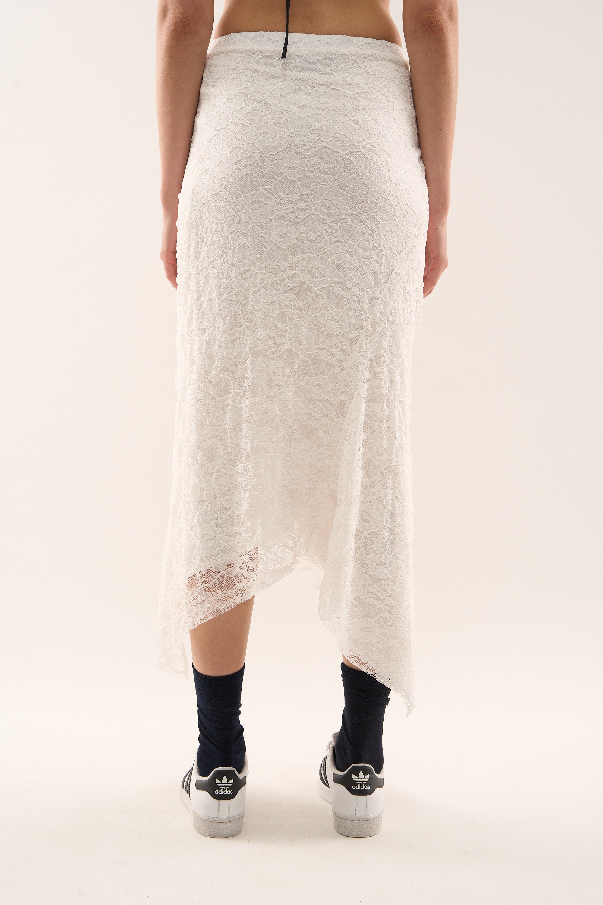 Asymmetric Lace White Skirt