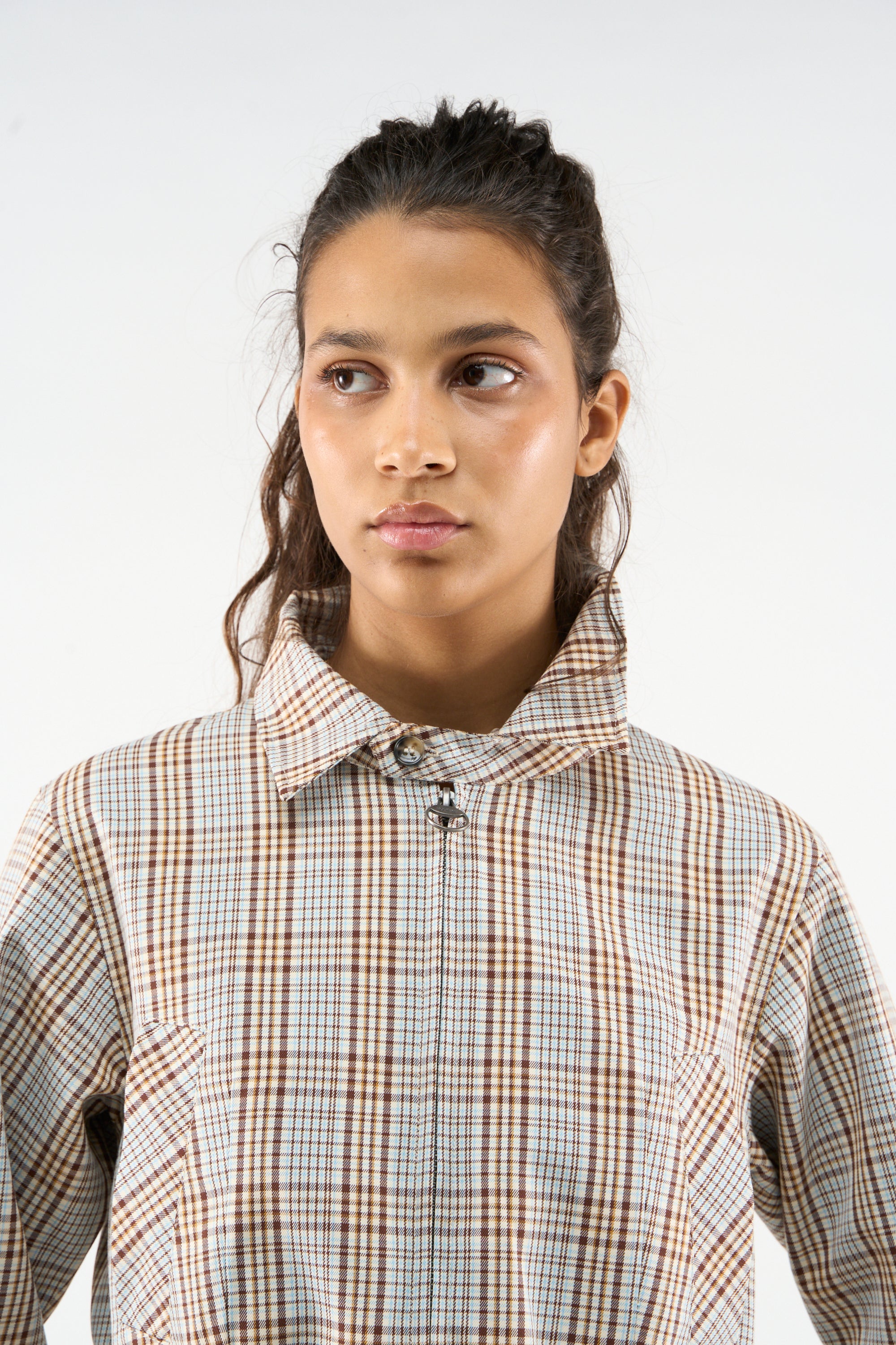 Checkered Brown Harrington Jacket