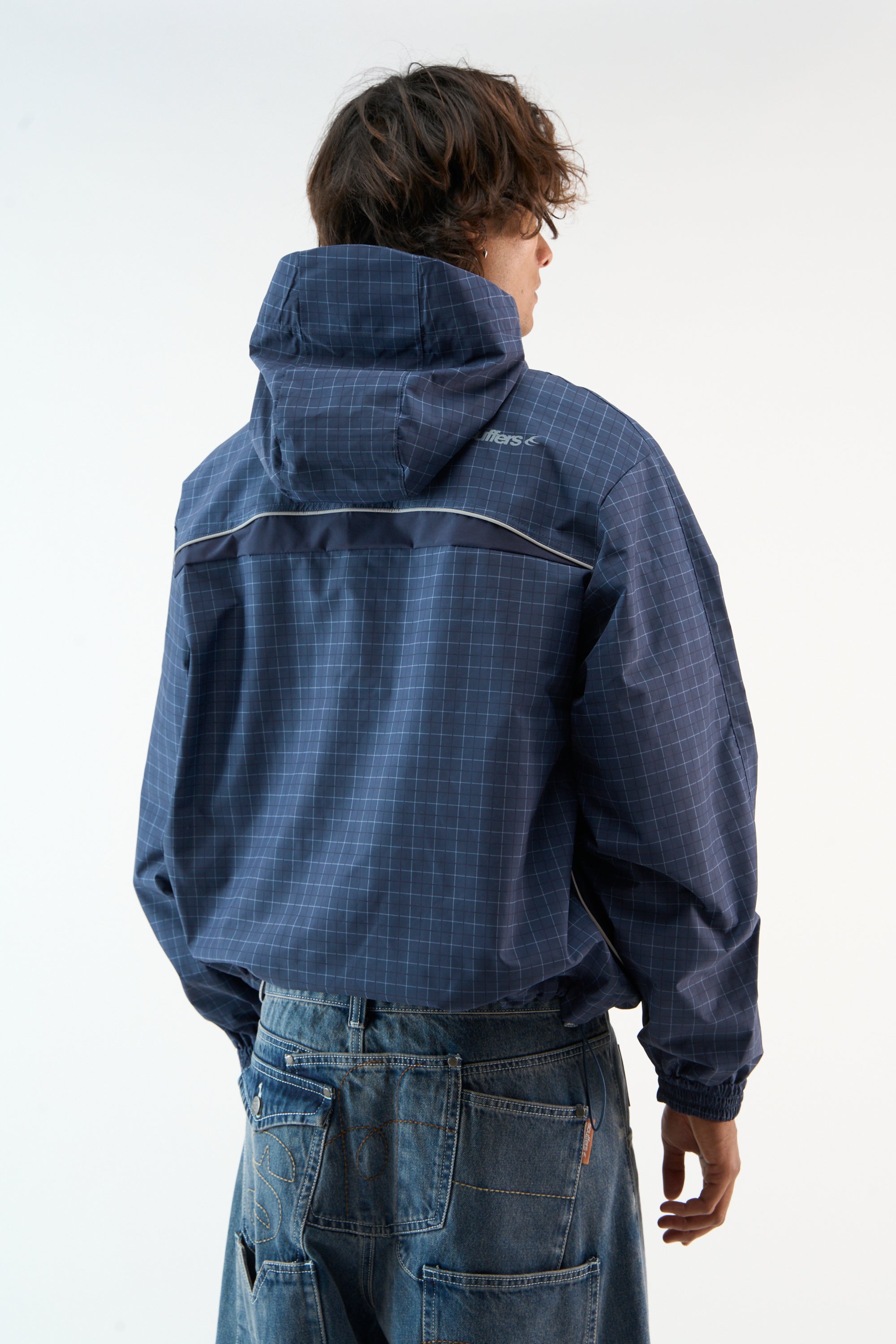 Checkered Navy Essential Windbreaker