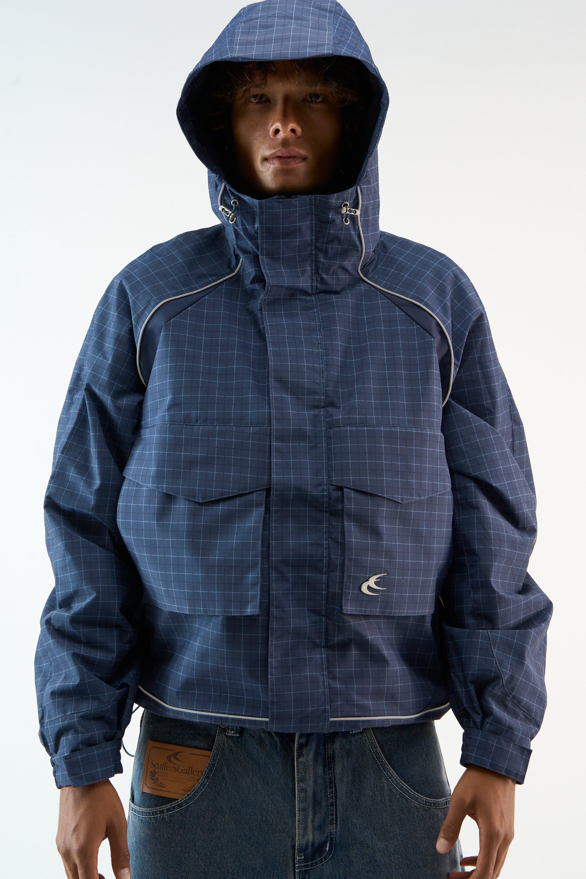 Checkered Navy Essential Windbreaker