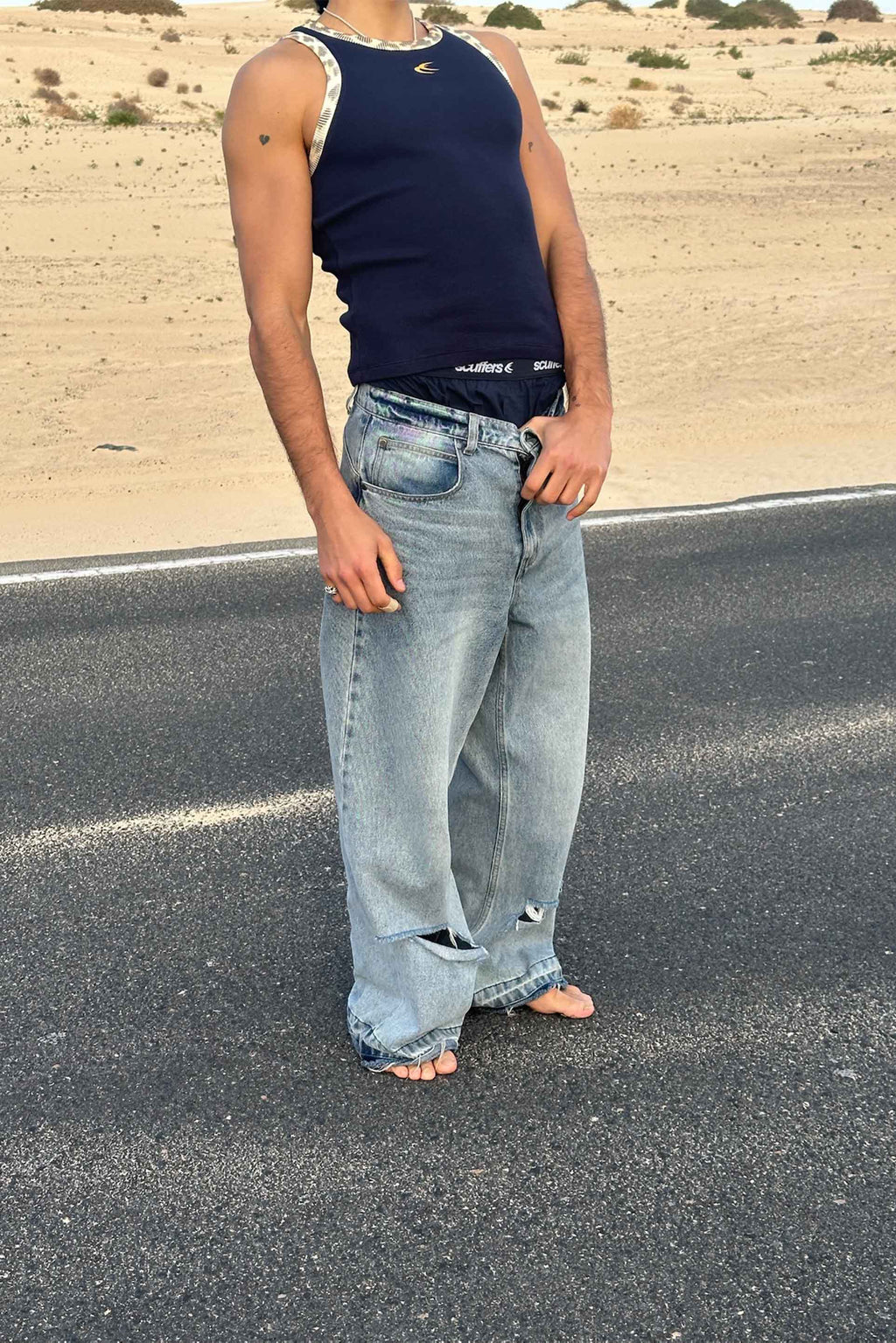 Animal Navy Waffle SCFF Tank Top