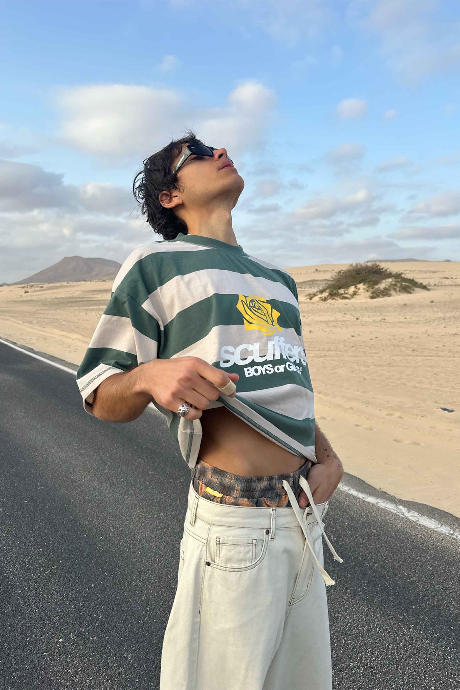 Boy Green Striped T-Shirt