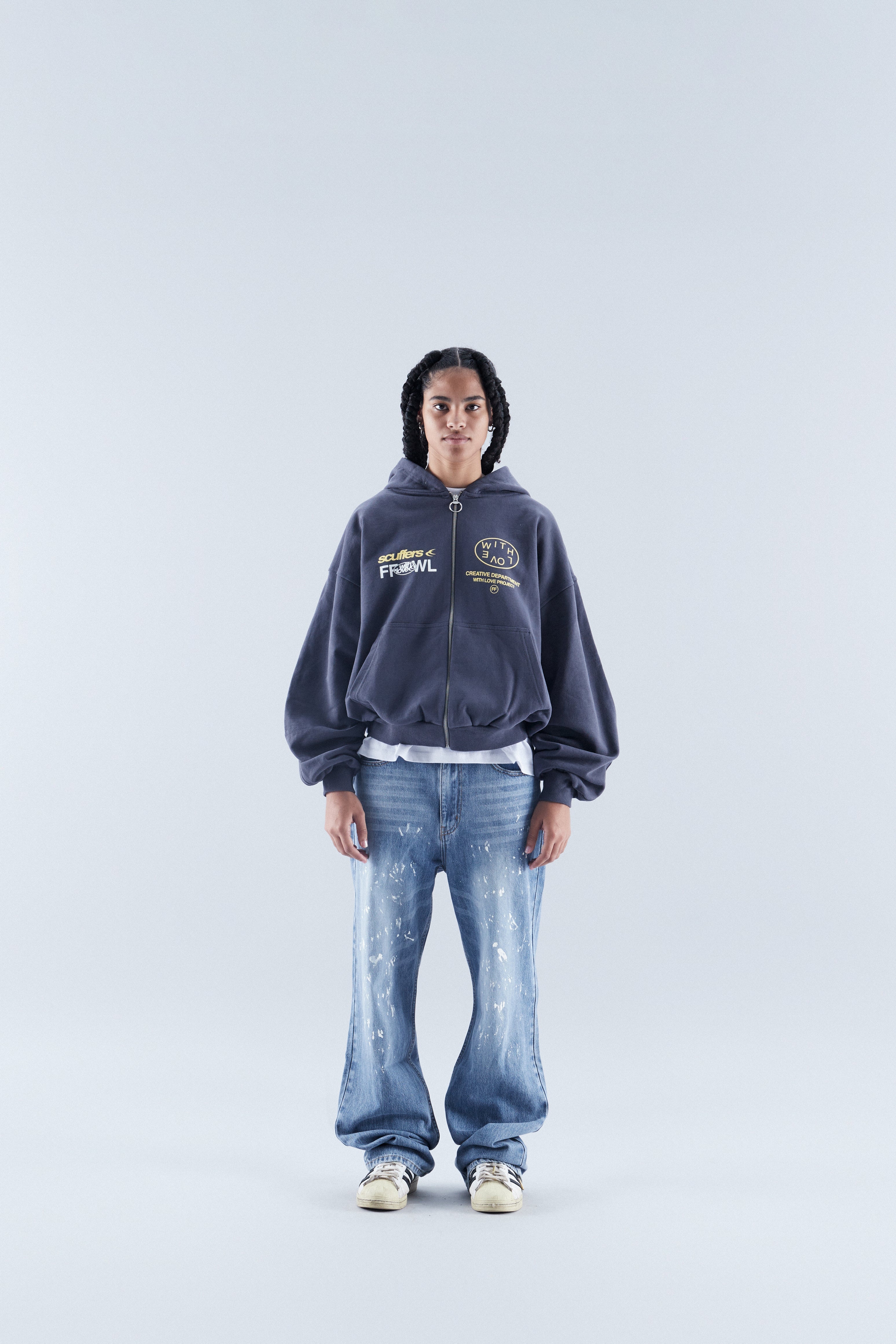 Caviar Navy Zipped Hoodie