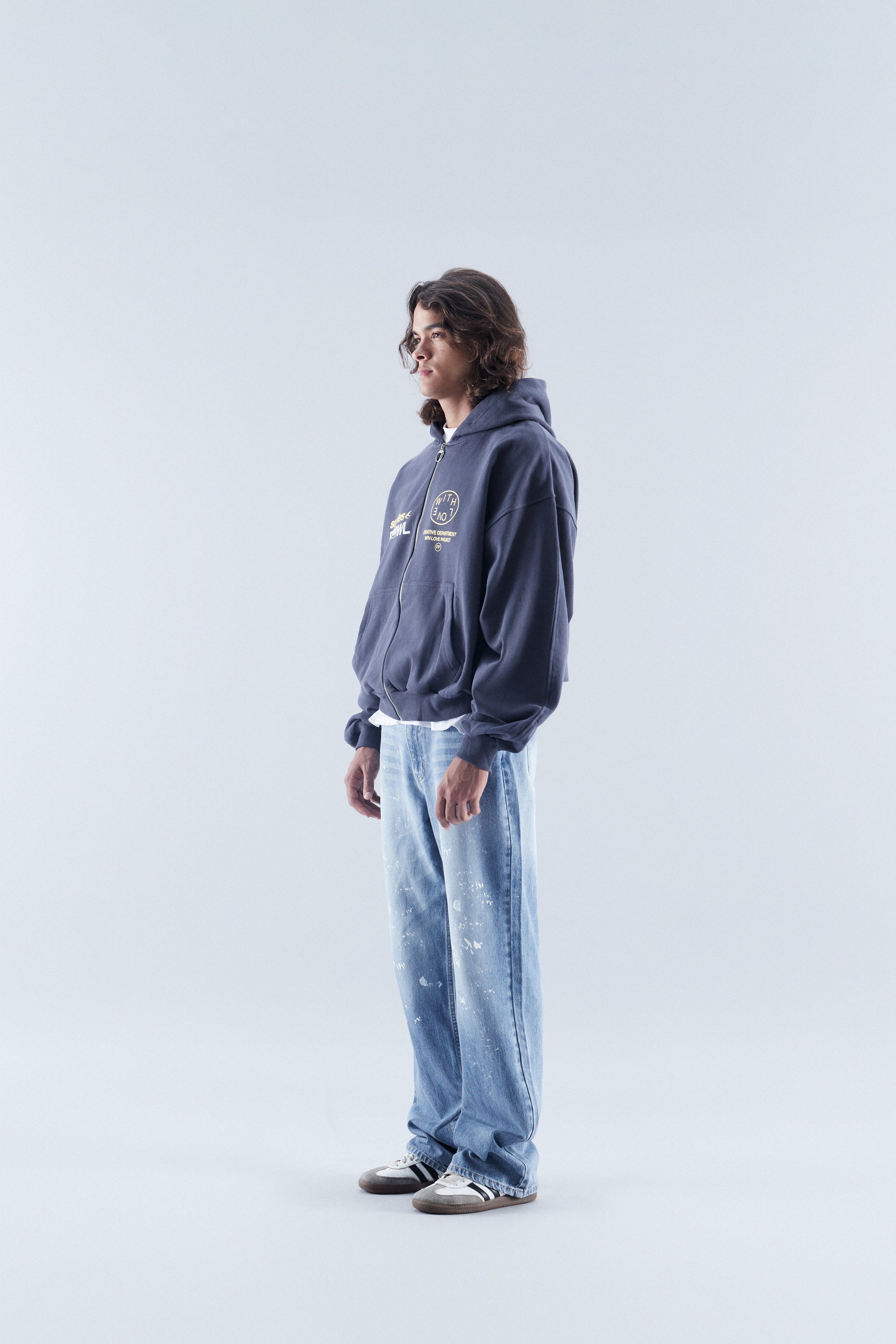 Caviar Navy Zipped Hoodie